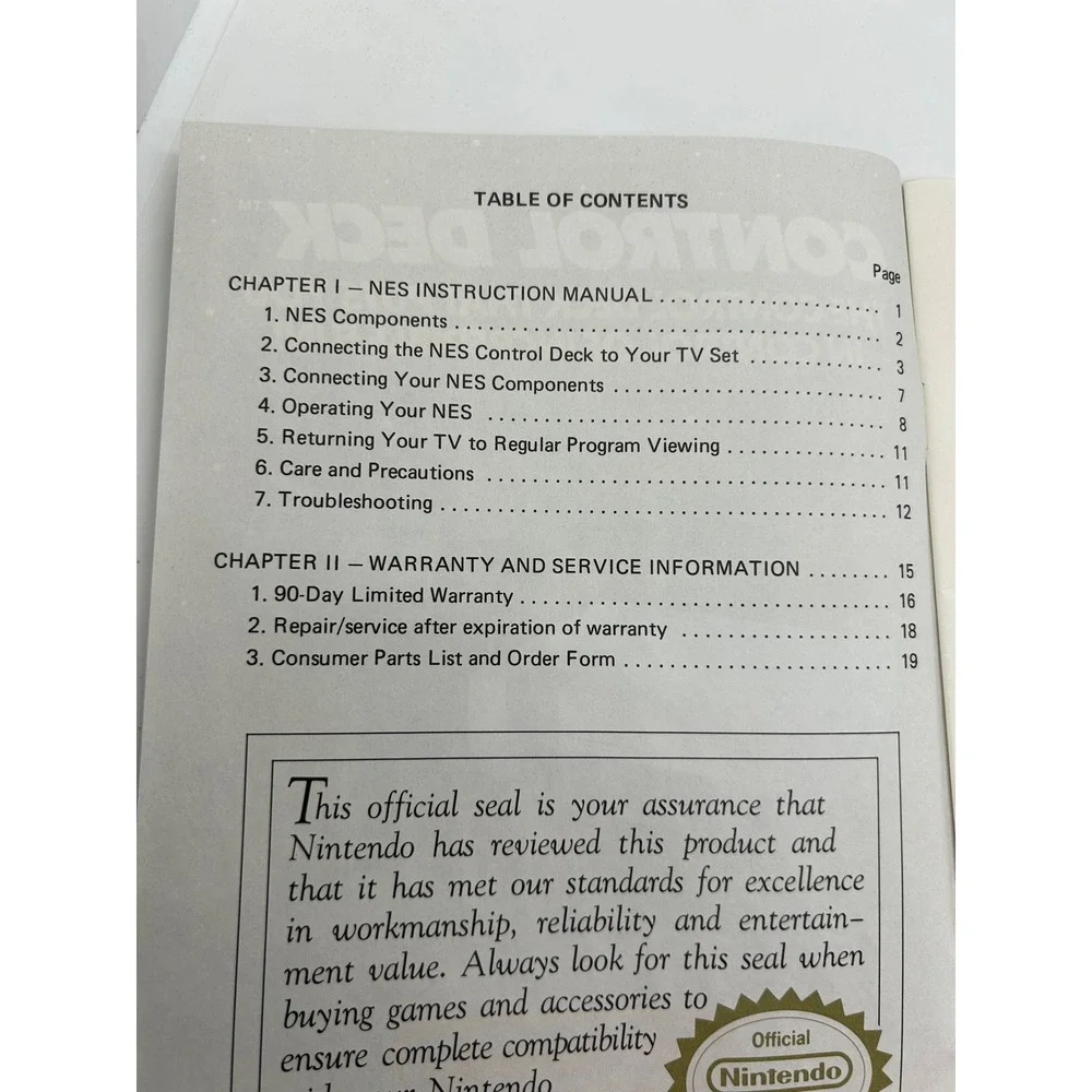 Nintendo NES Control Deck Instruction Manual Original REV-4 1989 Vintage Booklet